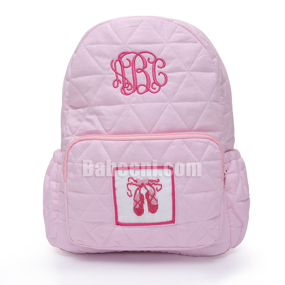 Smocked pink shoes quilted backpack for kids - QA 32